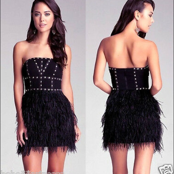 bebe Dresses & Skirts - Black feather Bebe dress